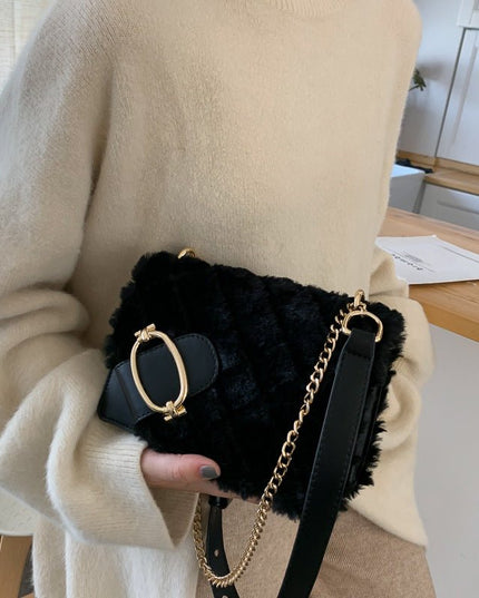 Plush Winter Messenger Bag - gaviara