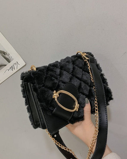 Plush Winter Messenger Bag - gaviara