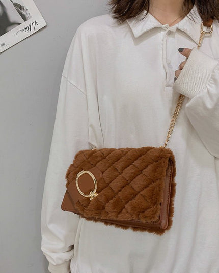 Plush Winter Messenger Bag - gaviara