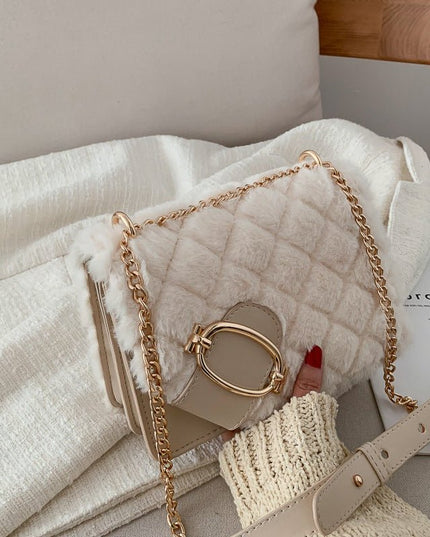 Plush Winter Messenger Bag - gaviara