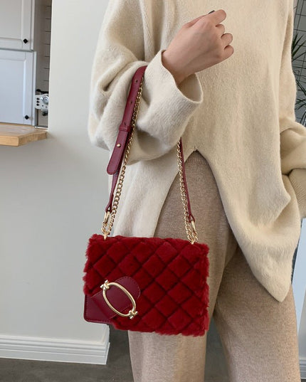 Plush Winter Messenger Bag - gaviara