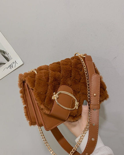 Plush Winter Messenger Bag - gaviara