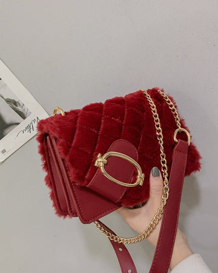 Plush Winter Messenger Bag - gaviara