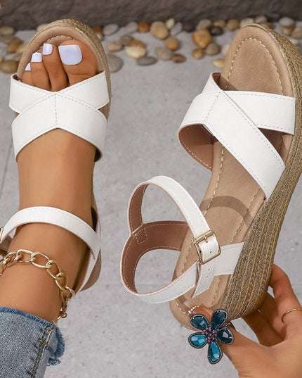Wedge Peep-Toe Sandals - gaviara