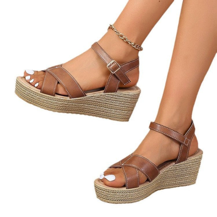 Wedge Peep-Toe Sandals - gaviara