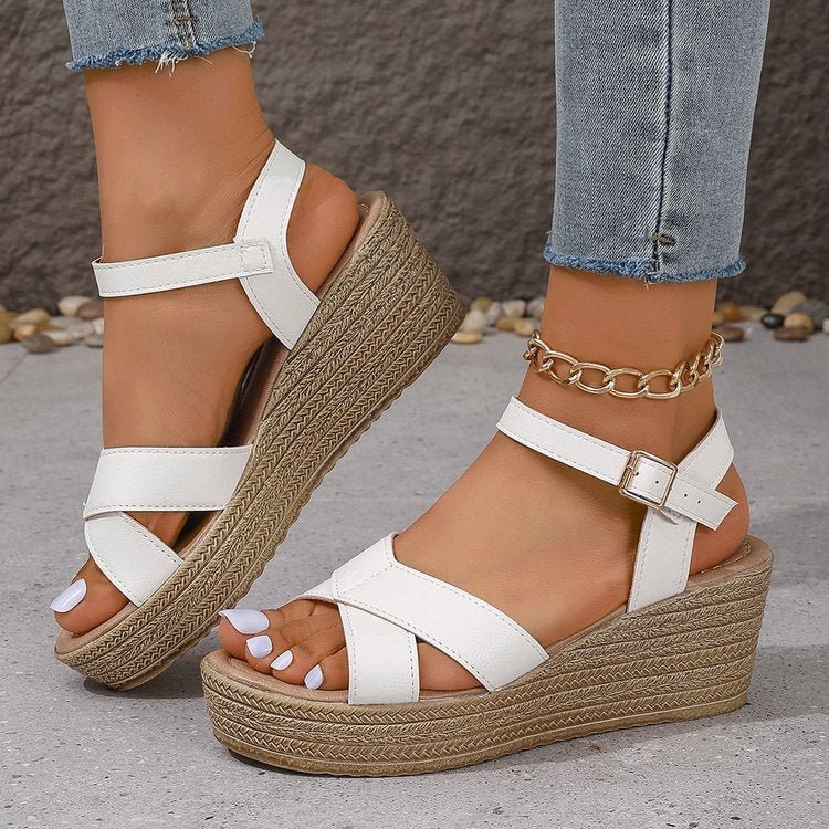 Wedge Peep-Toe Sandals - gaviara