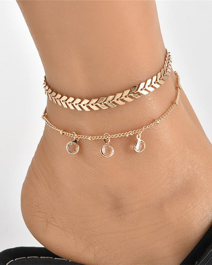 Women's Multi-layer Metal Chain Drill Anklet