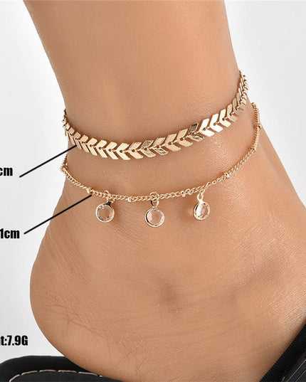 Women's Multi-layer Metal Chain Drill Anklet